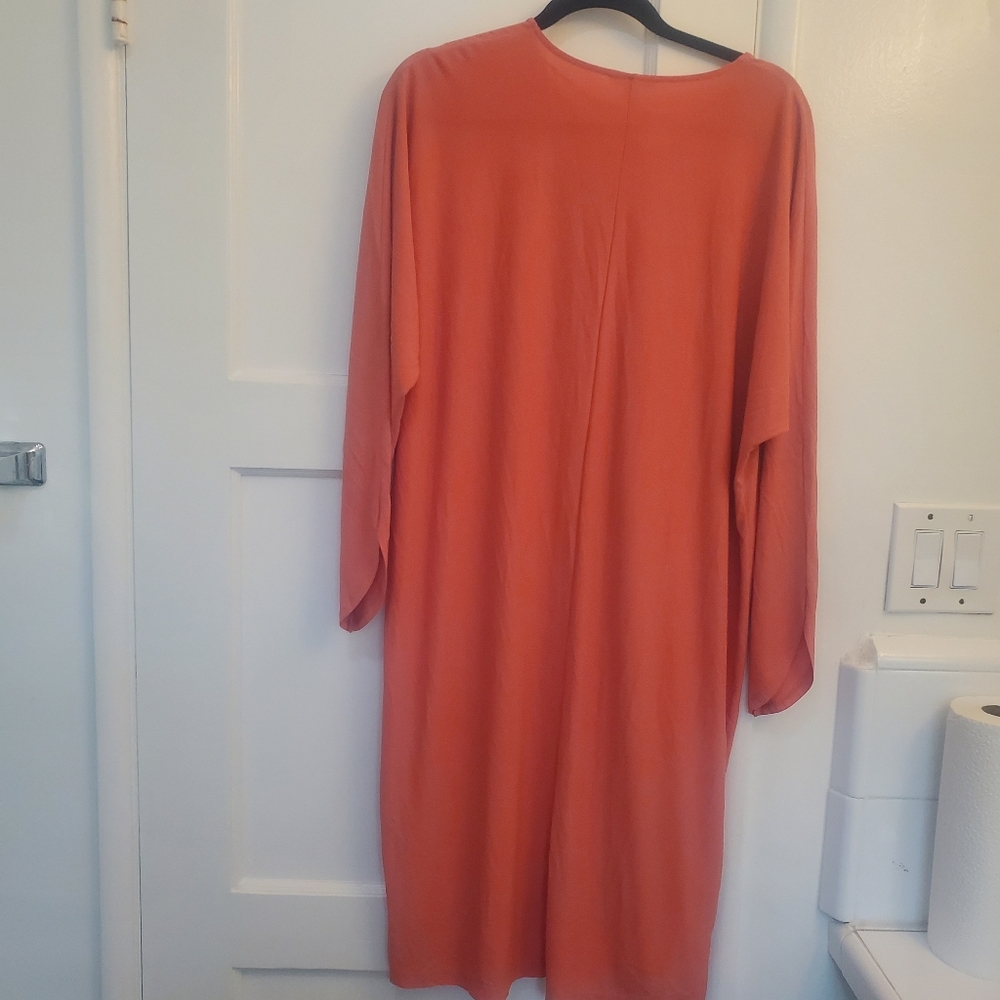 COS Long Sleeve Shift Dress in SALMON Pink Size L
